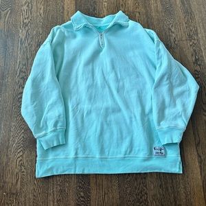 Size 2 Sloppy Joe “ Princess Diana” Zip Neck Sweatshirt in Pale Mint